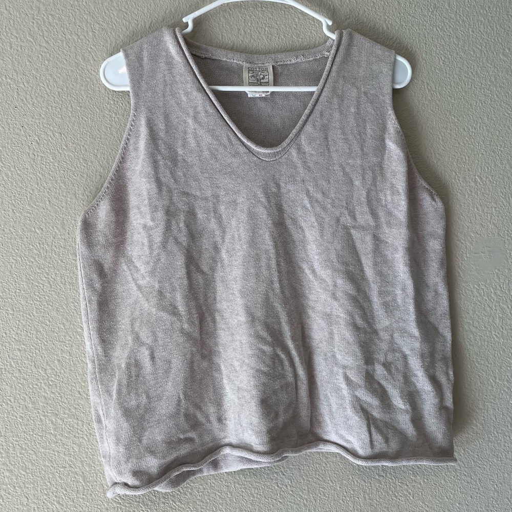 Vtg 100% Knit V-Neck Tank Top